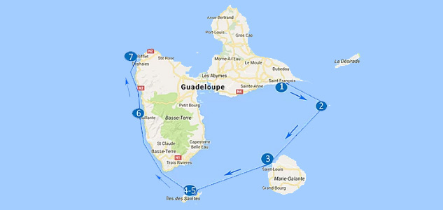 Itin2rqire Croisière catamqran Guadeloupe